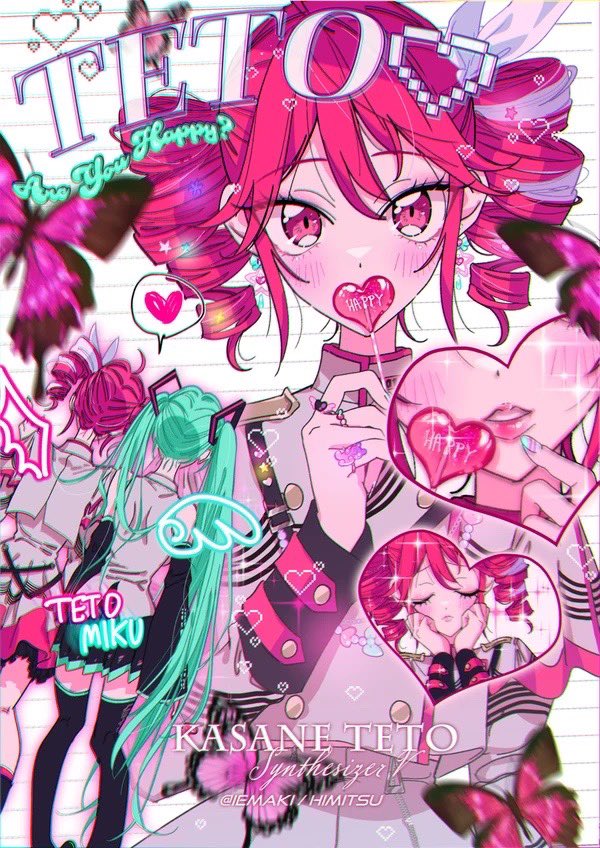 hatsune miku and kasane teto (vocaloid and 2 more) drawn by himitsu_(iemaki)