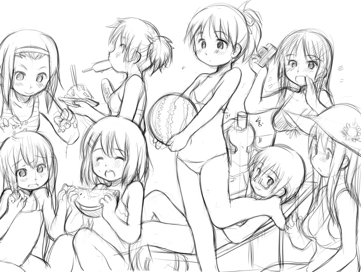 akiyama mio, nakano azusa, hirasawa yui, tainaka ritsu, kotobuki tsumugi, and 3 more (k-on!) drawn by wancho