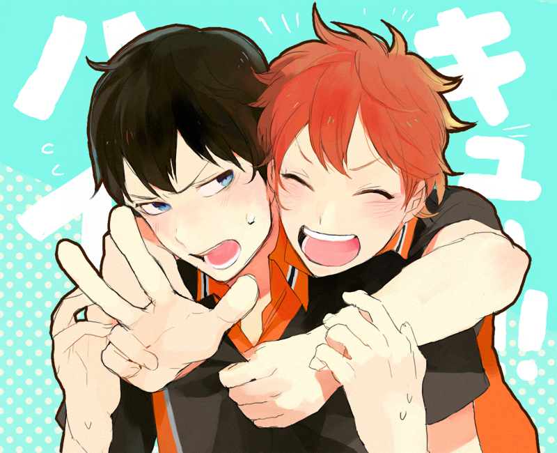 hinata shouyou and kageyama tobio (haikyuu!!) drawn by mousariababa