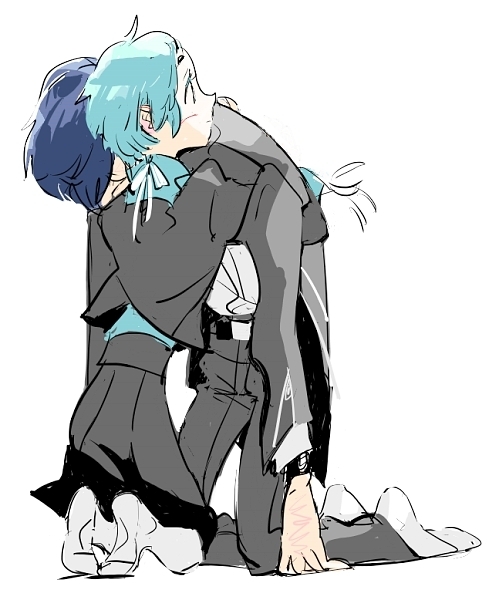 yuuki makoto and yamagishi fuuka (persona and 1 more) drawn by sutei_(giru)