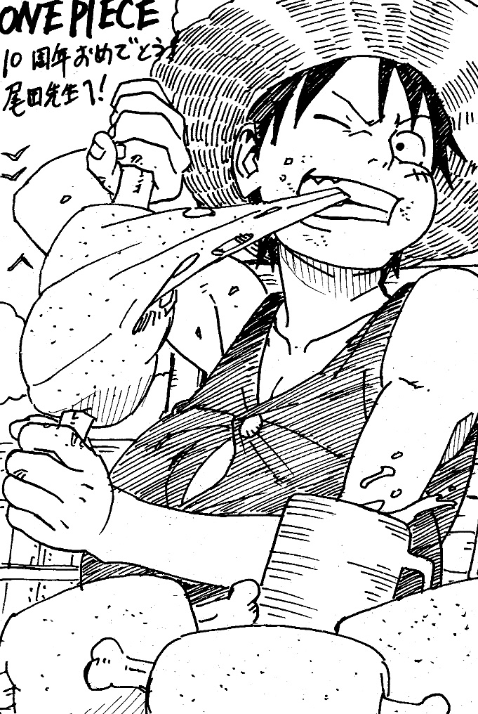 monkey d. luffy (one piece) drawn by kishimoto_masashi
