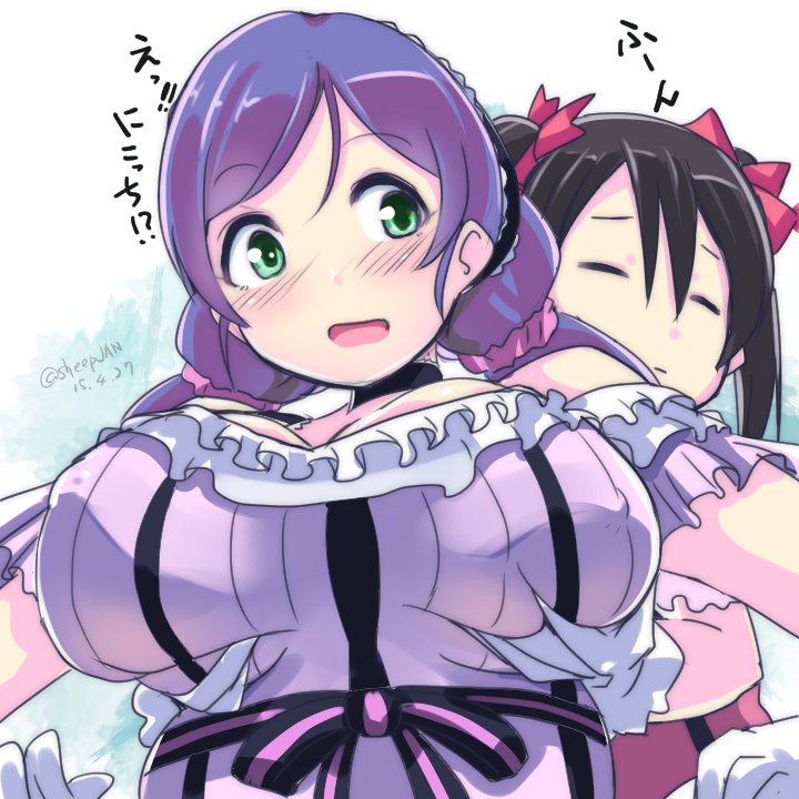 tojo nozomi and yazawa nico (love live! and 1 more) drawn by muneshiro_(hitsuji_kikaku)