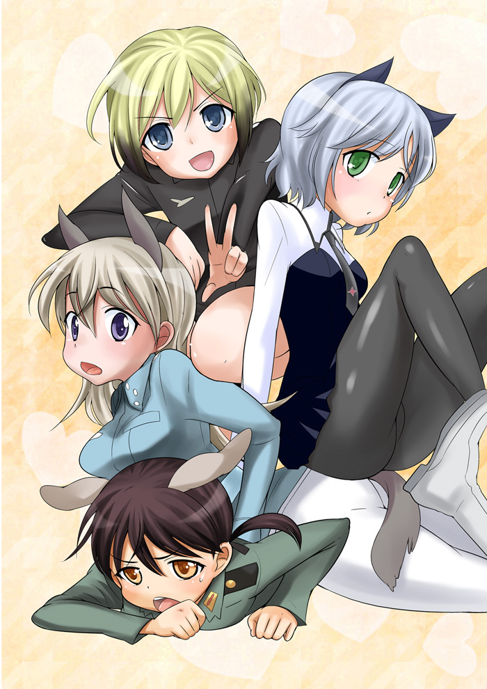sanya v. litvyak, eila ilmatar juutilainen, erica hartmann, and gertrud barkhorn (world witches series and 1 more) drawn by uesugi_kyoushirou
