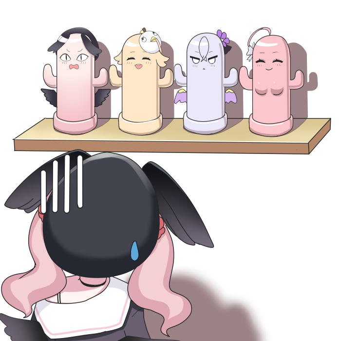 koharu, hanako, hifumi, azusa, and peroro (blue archive) drawn by o_(rakkasei)