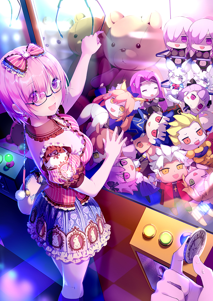 mash kyrielight, fujimaru ritsuka, tamamo, gilgamesh, astolfo, and 7 more (fate and 1 more) drawn by hmniao