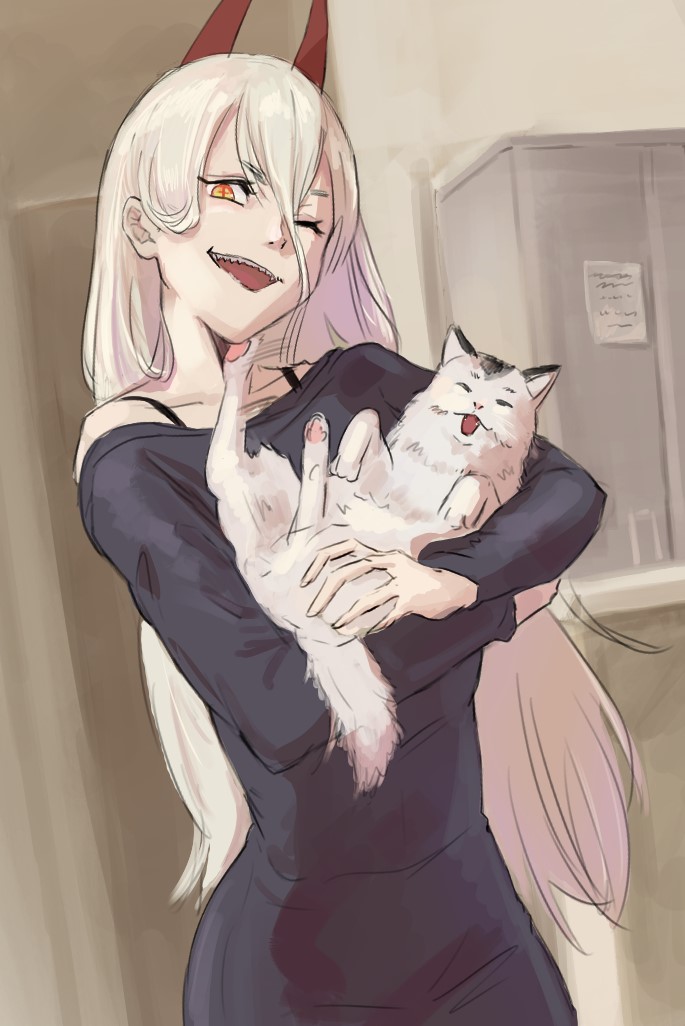 power and meowy (chainsaw man) drawn by 200-ko_no_chikara