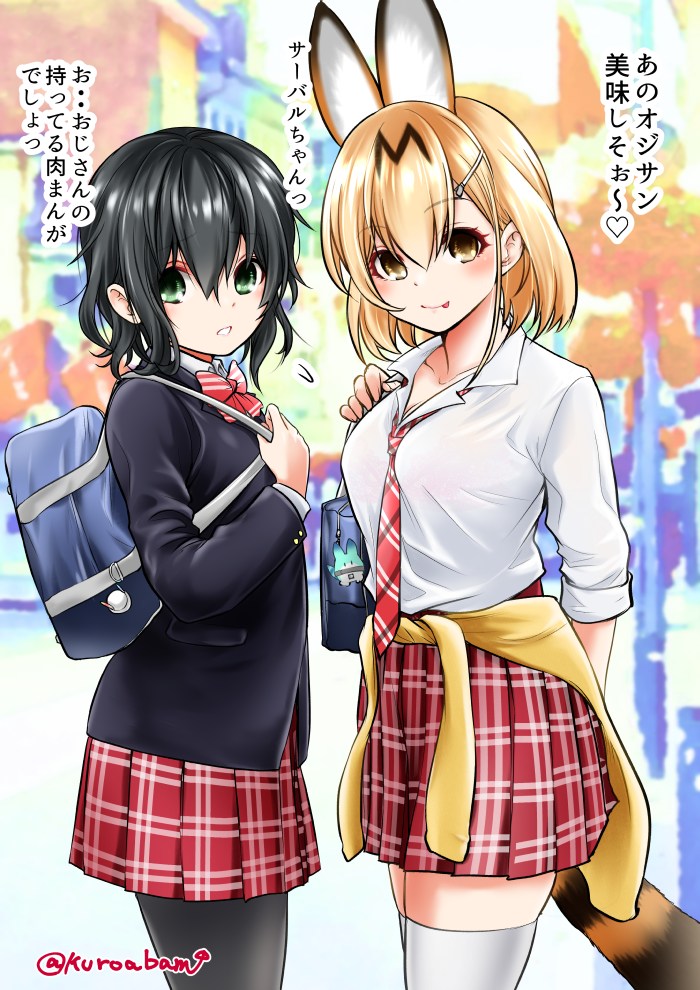 serval, kaban, and lucky beast (kemono friends) drawn by kuroba_dam