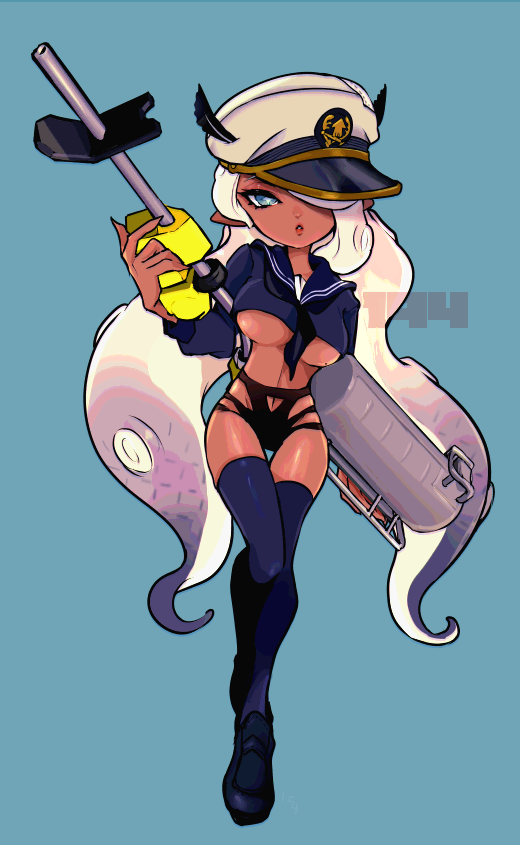 octoling player character and octoling girl (splatoon) drawn by imaikuy0