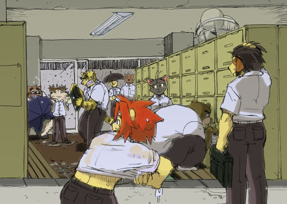 torahiko oshima, juuichi mikazuki, shun kodori, shin kuroi, soutarou touno, and 2 more (morenatsu) drawn by gamma_dh