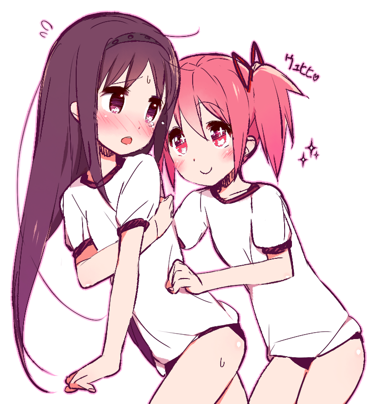 akemi homura and kaname madoka (mahou shoujo madoka magica) drawn by muhogame