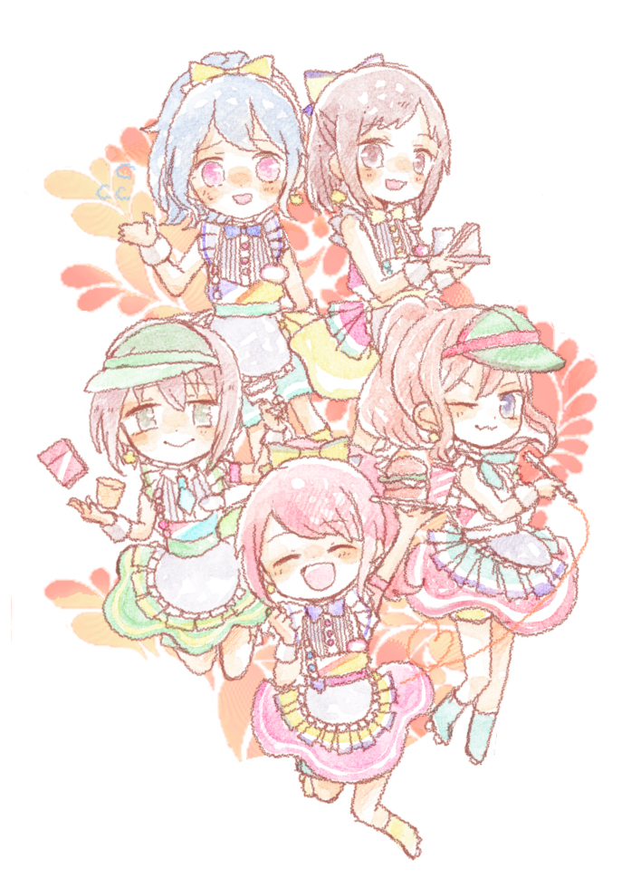 aoba moca, maruyama aya, imai lisa, matsubara kanon, and hazawa tsugumi (bang dream!) drawn by usa_(haku1915)