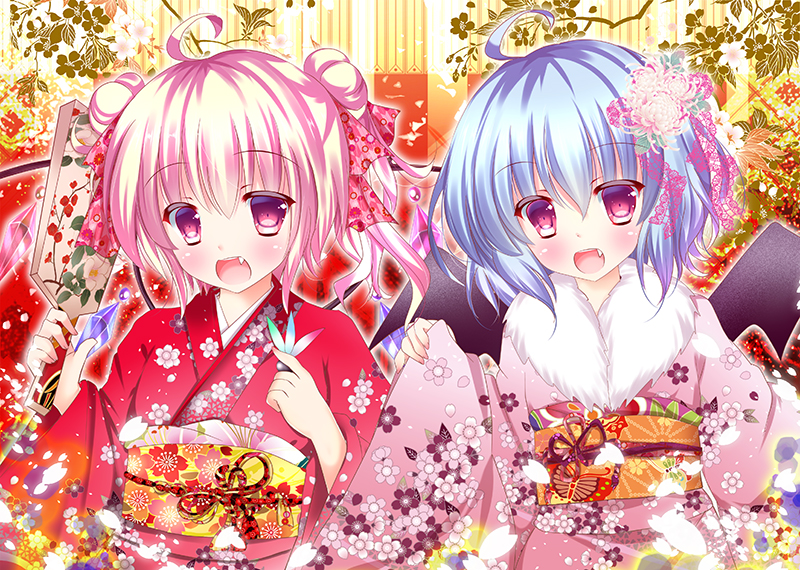 remilia scarlet and flandre scarlet (touhou) drawn by rikatan