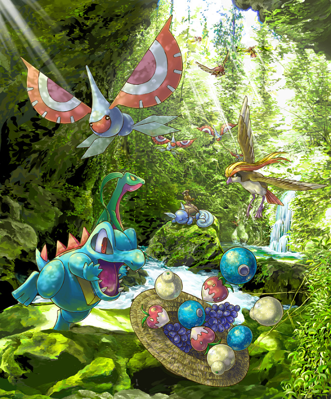 totodile, pidgey, pidgeot, wartortle, grovyle, and 2 more (pokemon) drawn by zenmai_hizu