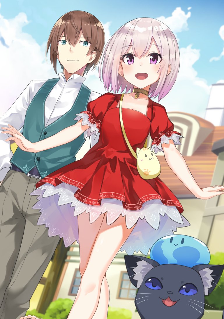 yuuri kujou and noir (chibikko kenja lv.1 kara isekai de ganbarimasu!) drawn by takehana_note