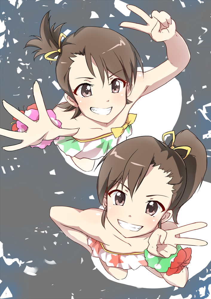 futami mami and futami ami (idolmaster) drawn by mushiboy
