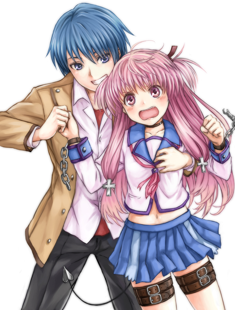 yui and hinata hideki (angel beats!) drawn by yakusa