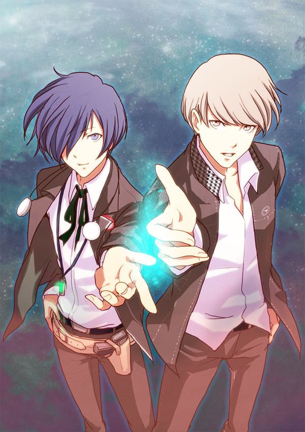 narukami yu and yuuki makoto (persona and 2 more) drawn by reicat0119