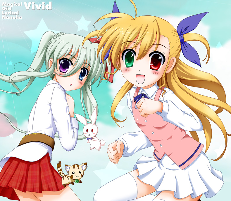 vivio, einhard stratos, sacred heart, and asteion (lyrical nanoha and 1 more) drawn by flipper