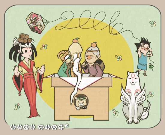 dante, amaterasu, issun, viewtiful joe, kushinada, and 2 more (devil may cry and 3 more) drawn by arino_ouka