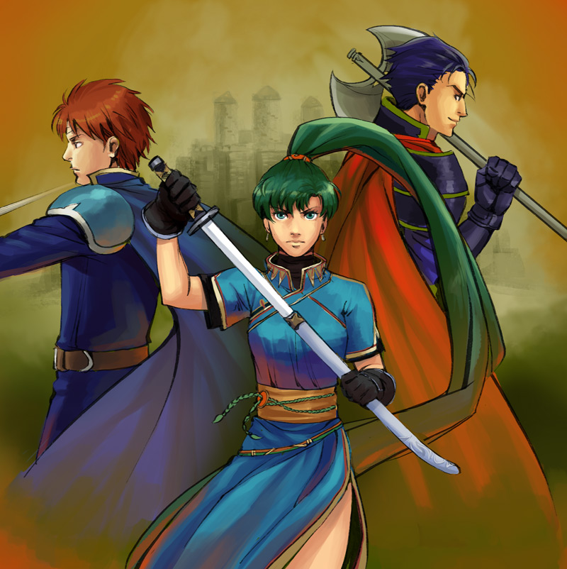 lyn, eliwood, and hector (fire emblem and 1 more) drawn by nemi