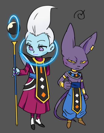 beerus and whis (dragon ball and 1 more) drawn by hachibani