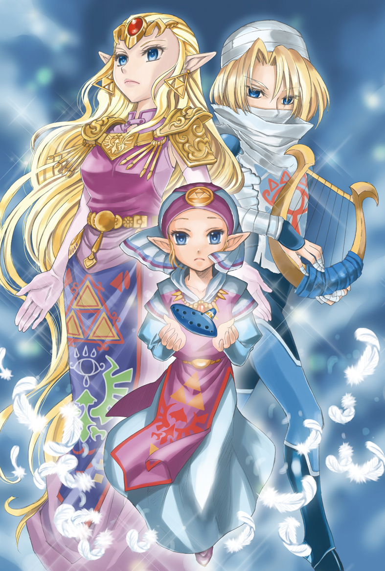princess zelda, sheik, and young zelda (the legend of zelda and 1 more) drawn by sagawa_yumeko