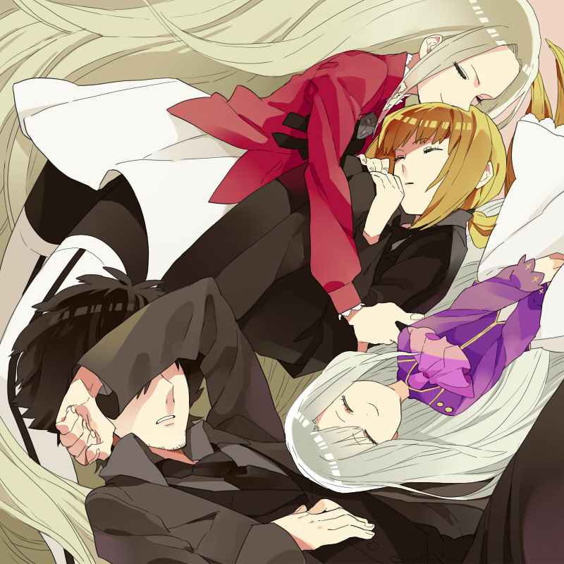 artoria pendragon, saber, illyasviel von einzbern, emiya kiritsugu, and irisviel von einzbern (fate and 1 more) drawn by gum_(gmng)