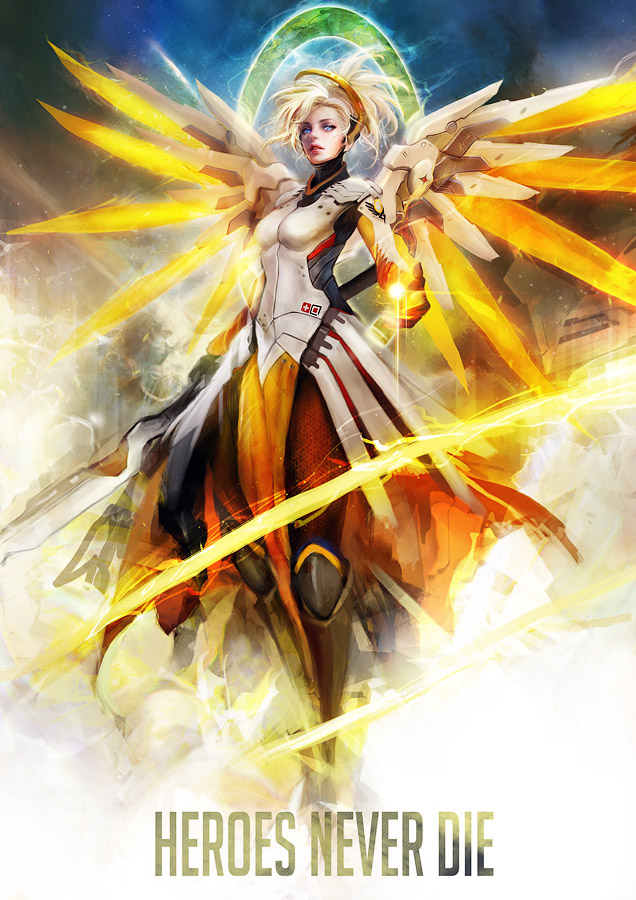 mercy (overwatch and 1 more) drawn by muju