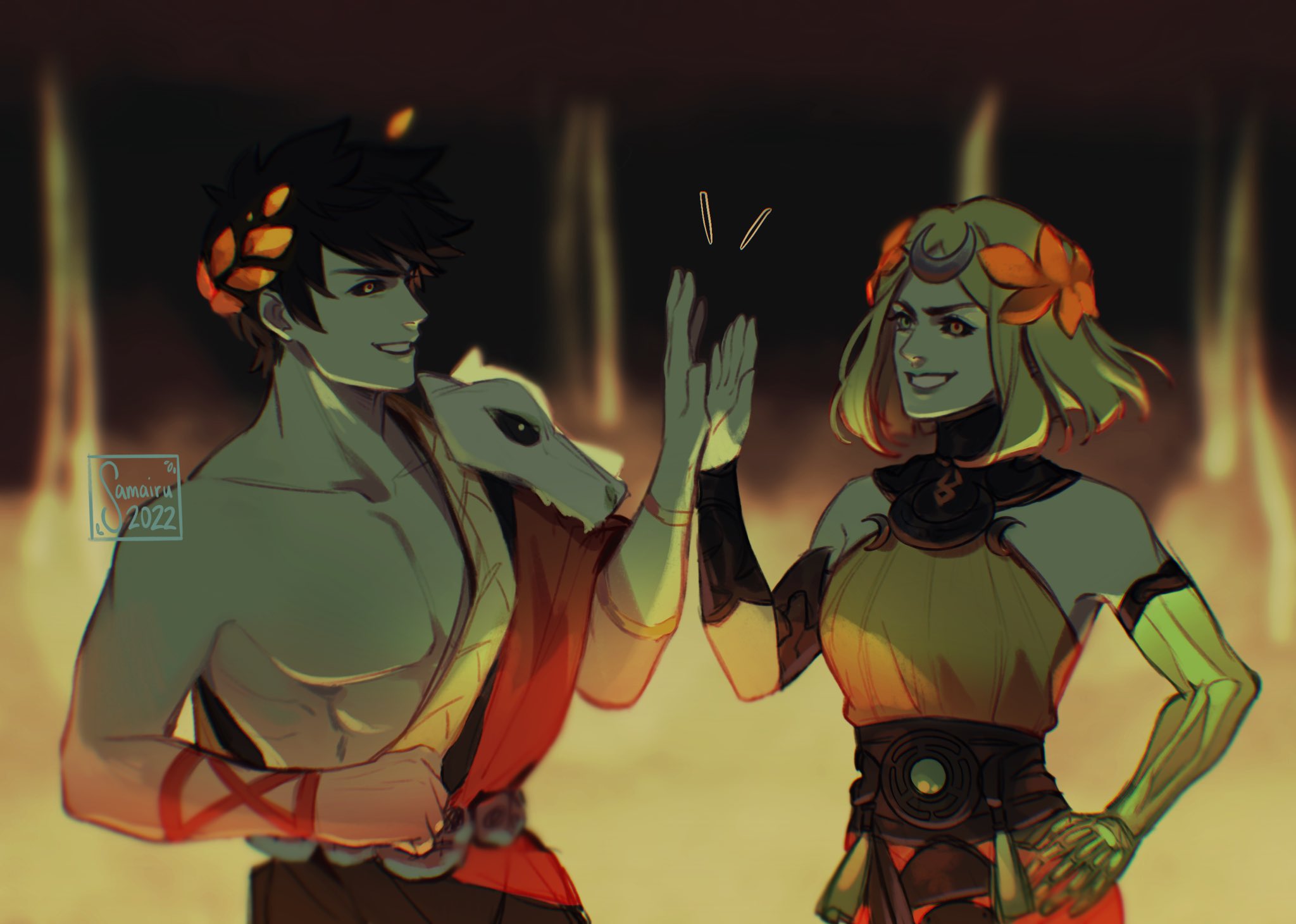zagreus and melinoe (hades and 2 more) drawn by chengzhineixihuanxiaogou