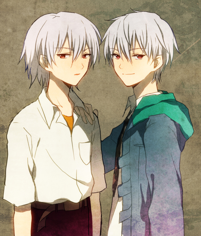 nagisa kaworu, akise aru, and ishida akira (neon genesis evangelion and 1 more) drawn by hasegawa_(yonbunnoichi)