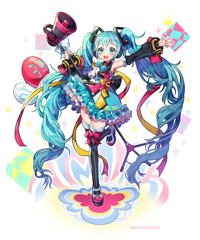 hatsune miku and magical mirai miku (vocaloid and 1 more) drawn by lerome