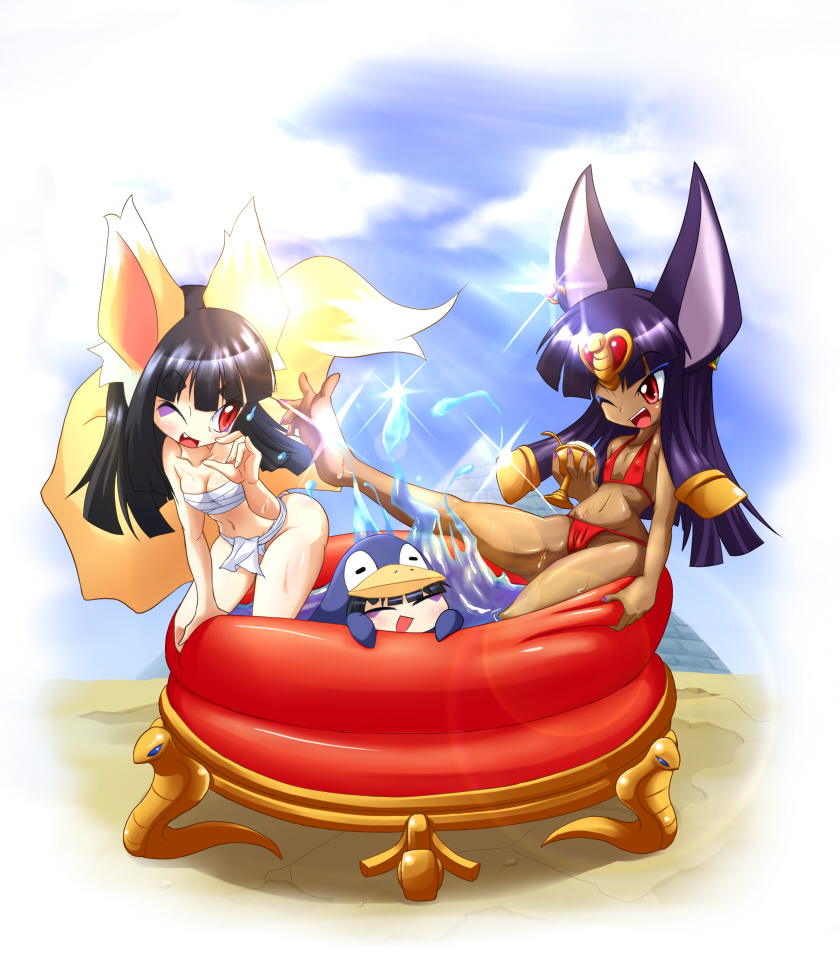 tsune-hime and queen anubis (original) drawn by ukan_muri