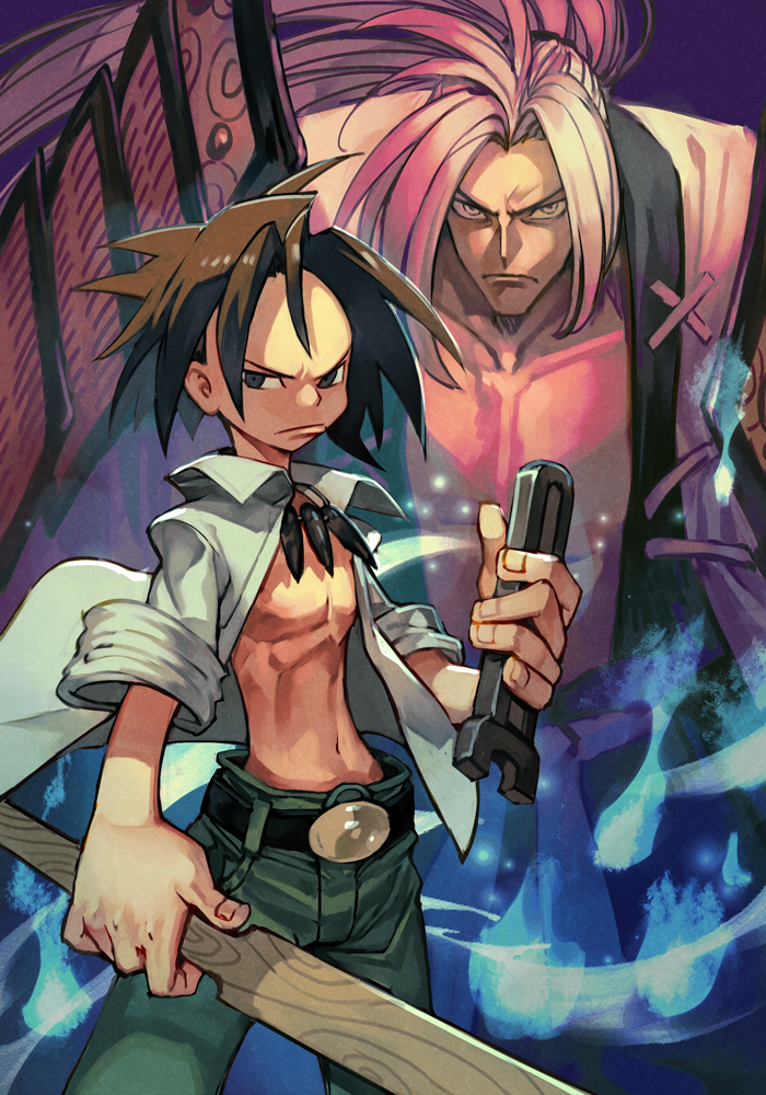 asakura yoh and amidamaru (shaman king) drawn by hungry_clicker