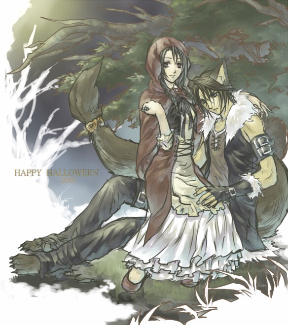 little red riding hood, squall leonhart, rinoa heartilly, and big bad wolf (final fantasy and 2 more) drawn by hinokami