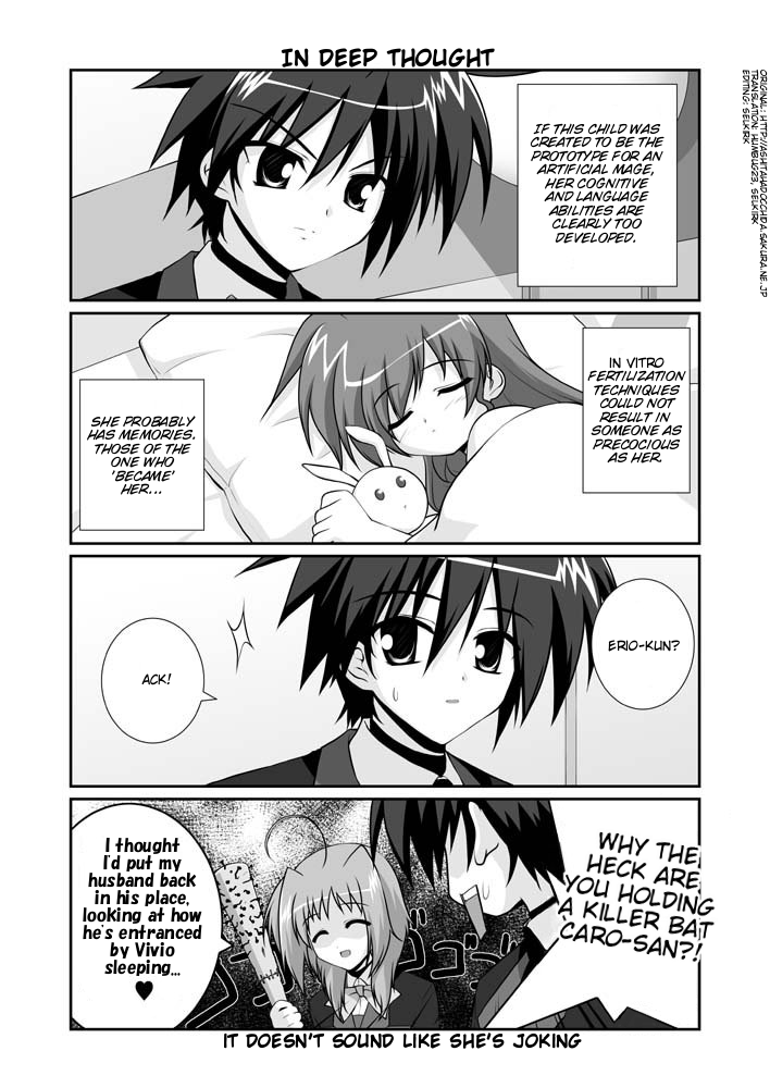 vivio, caro ru lushe, and erio mondial (lyrical nanoha and 1 more) drawn by mikage_takashi
