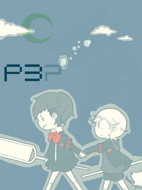 shiomi kotone and amada ken (persona and 2 more) drawn by yahata_hato