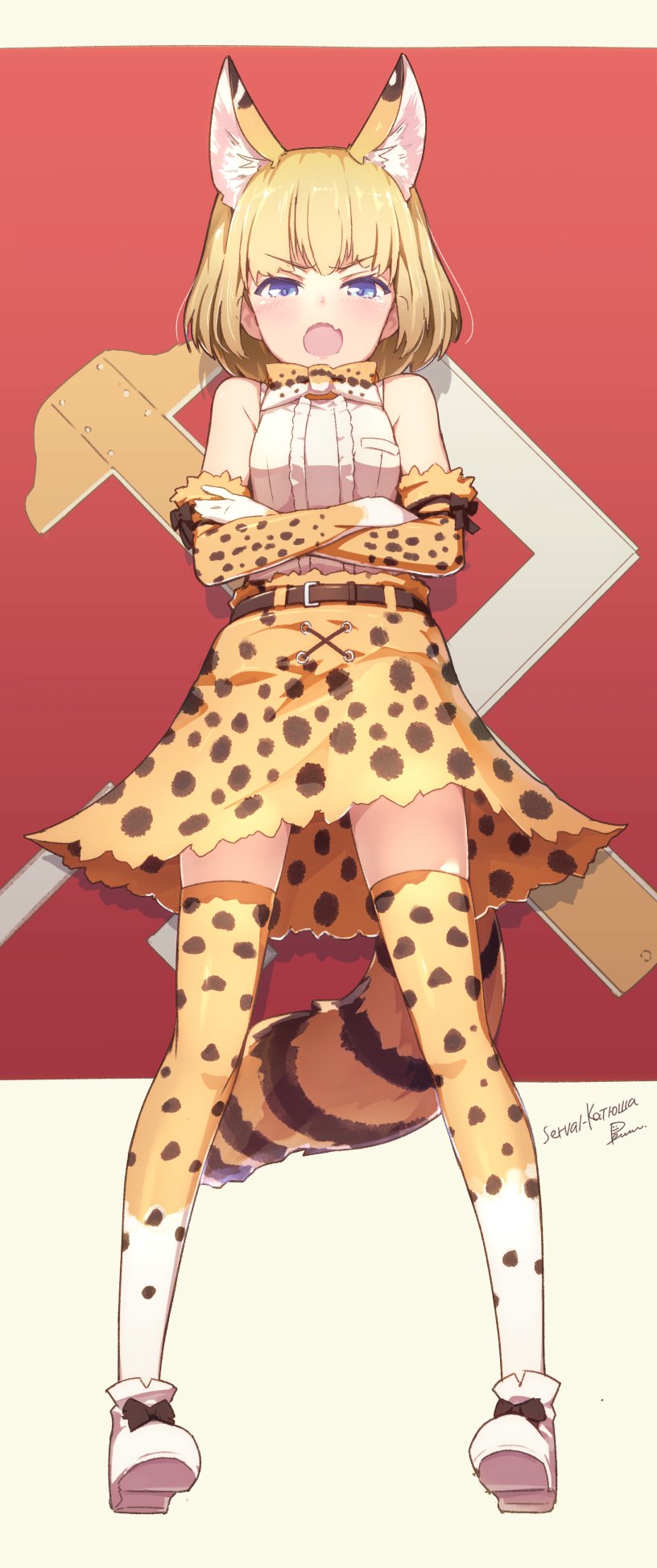 serval and katyusha (girls und panzer and 1 more) drawn by pemu
