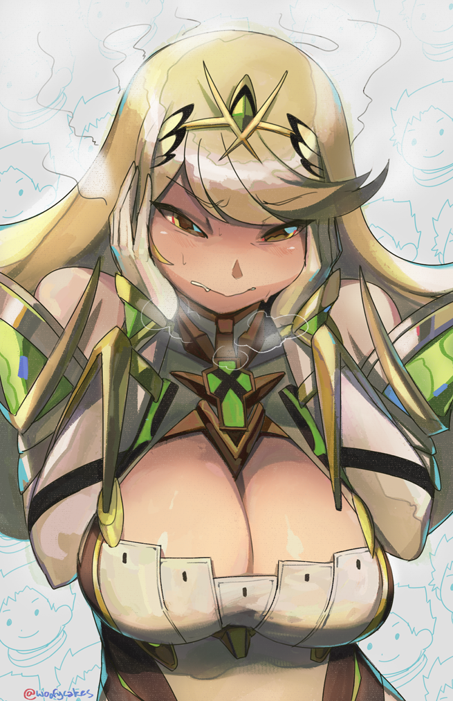 mythra and rex (xenoblade chronicles and 1 more) drawn by woofycakes