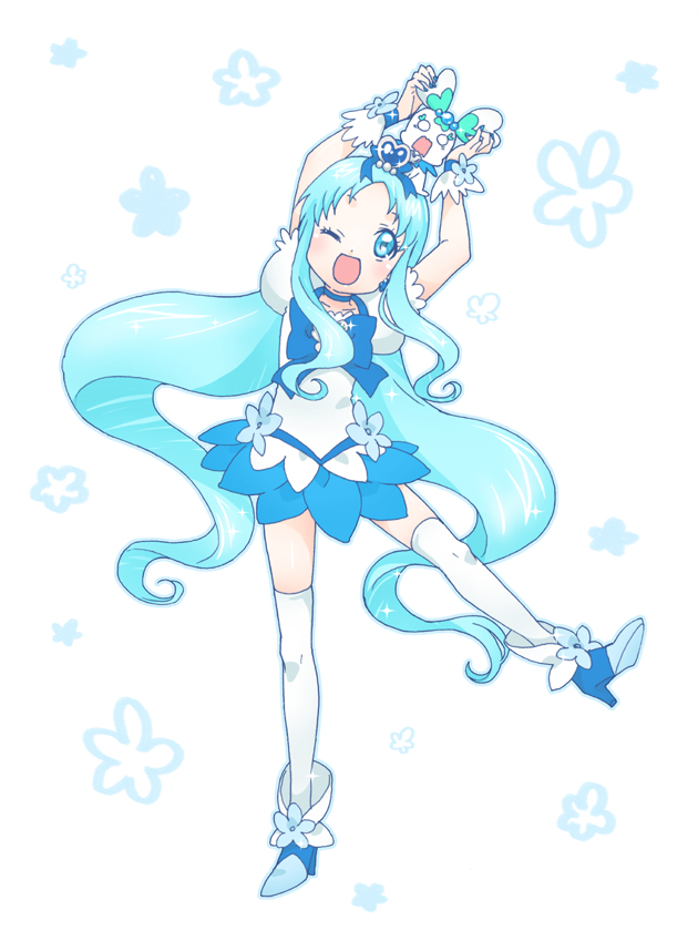 kurumi erika, cure marine, and coffret (precure and 1 more) drawn by chimu_(chimoon)