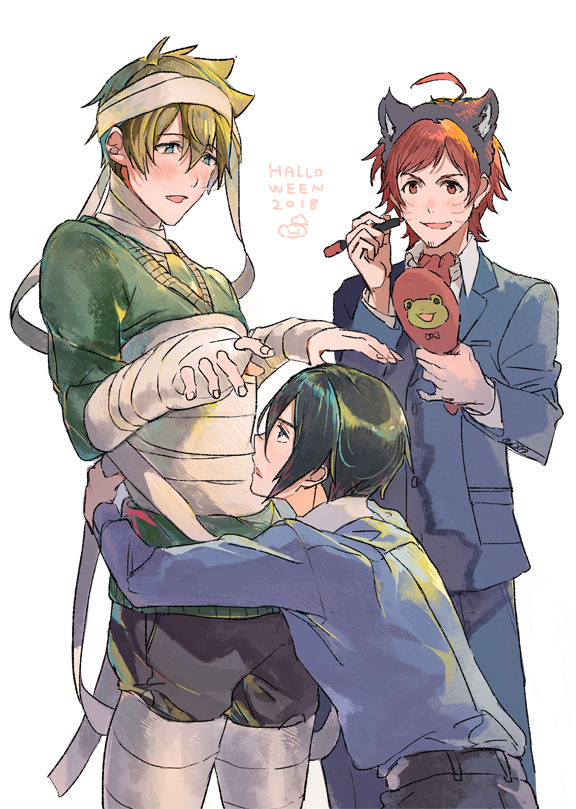 tendo teru, kashiwagi tsubasa, and sakuraba kaoru (idolmaster and 1 more) drawn by nana_tetra