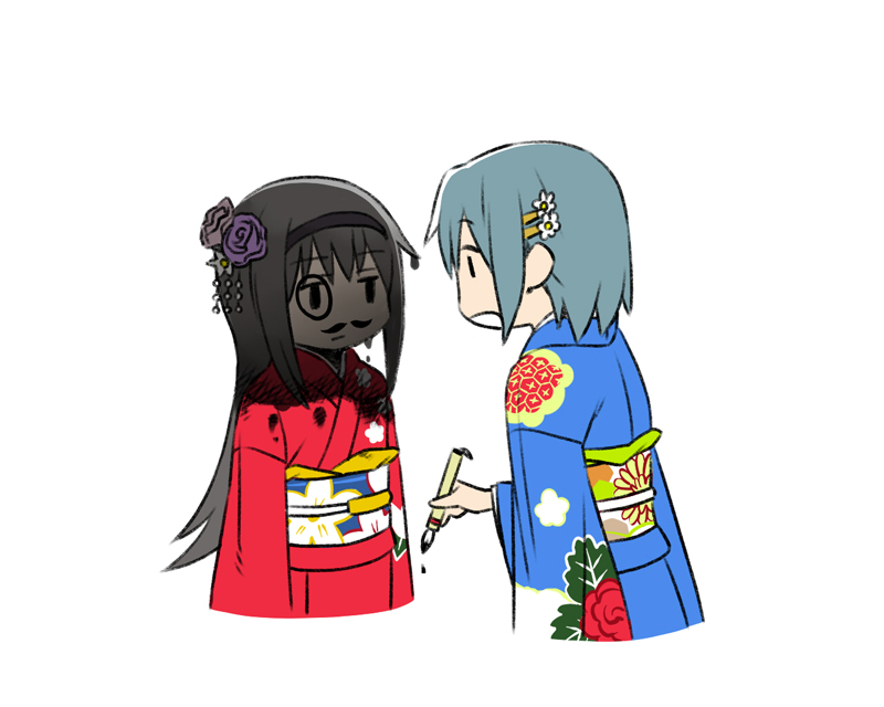 akemi homura and miki sayaka (mahou shoujo madoka magica) drawn by oda_takayuki