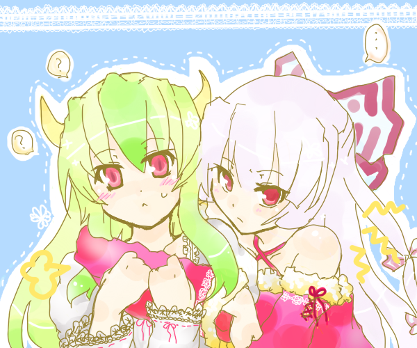 fujiwara no mokou, kamishirasawa keine, and ex-keine (touhou) drawn by takamura