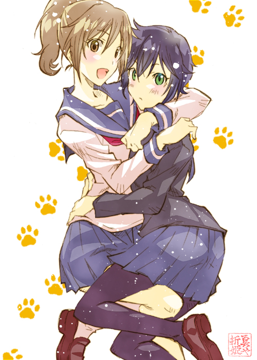 nekoyama suzu and inugami yachiyo (inugami-san to nekoyama-san) drawn by oriotohime