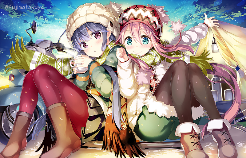shima rin and kagamihara nadeshiko (yurucamp) drawn by fujima_takuya