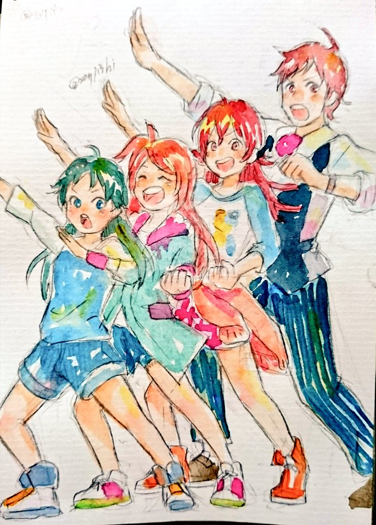 komiya kaho, ogami tamaki, nanjo hikaru, and tendo teru (idolmaster and 4 more) drawn by tatsusen
