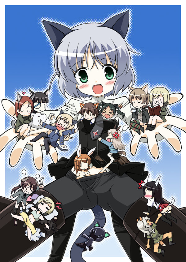 sanya v. litvyak, eila ilmatar juutilainen, miyafuji yoshika, erica hartmann, gertrud barkhorn, and 11 more (world witches series and 2 more) drawn by yuuma_(skirthike)