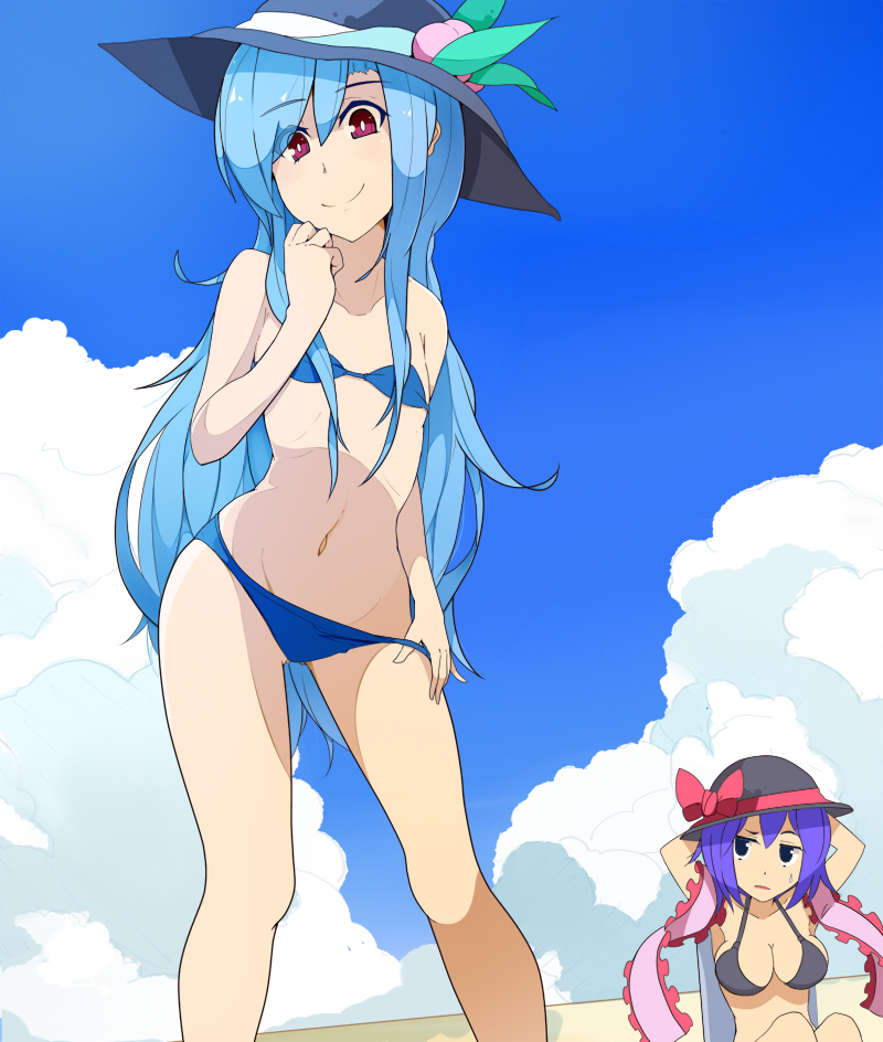 hinanawi tenshi and nagae iku (touhou) drawn by haseneko