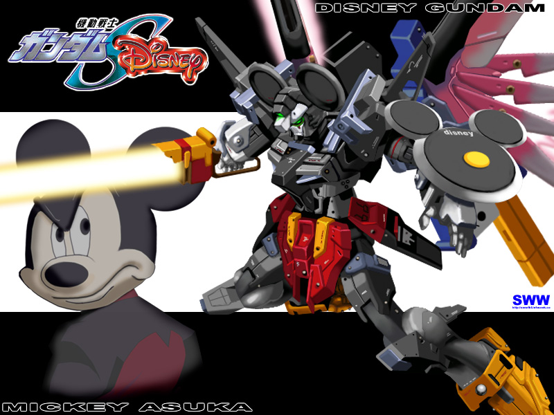 mickey mouse, shinn asuka, and destiny gundam (gundam and 4 more)