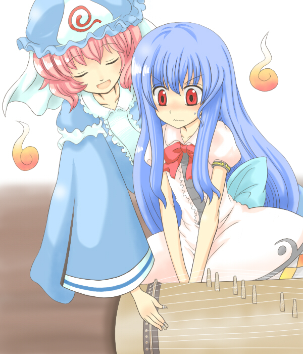 saigyouji yuyuko and hinanawi tenshi (touhou) drawn by yuuma_(pumpkin)