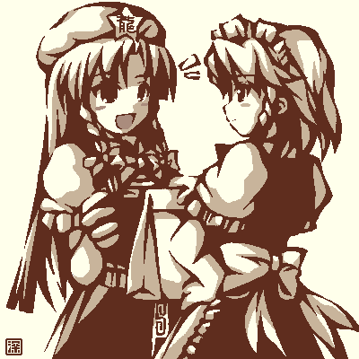 izayoi sakuya and hong meiling (touhou) drawn by fukaiton